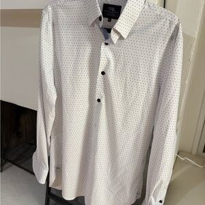 WRK White and Black Polka Dot Men's Dress Shirt